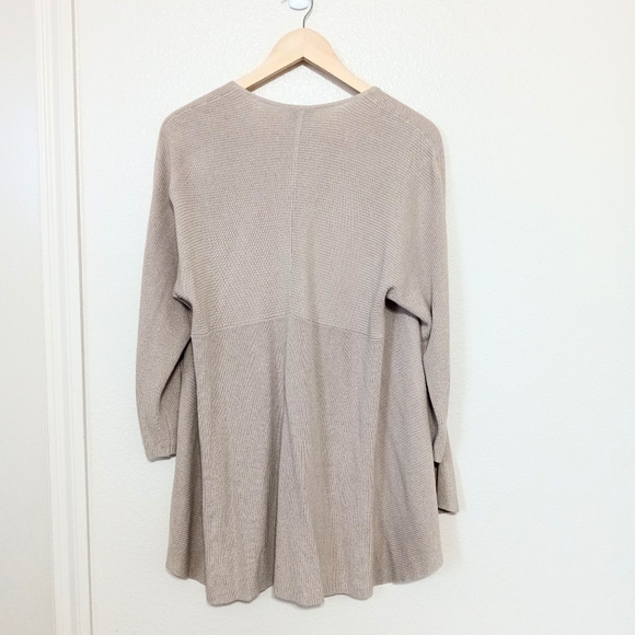 Chico's ribbed knit tan long sleeve open cardigan - Picture 3 of 11